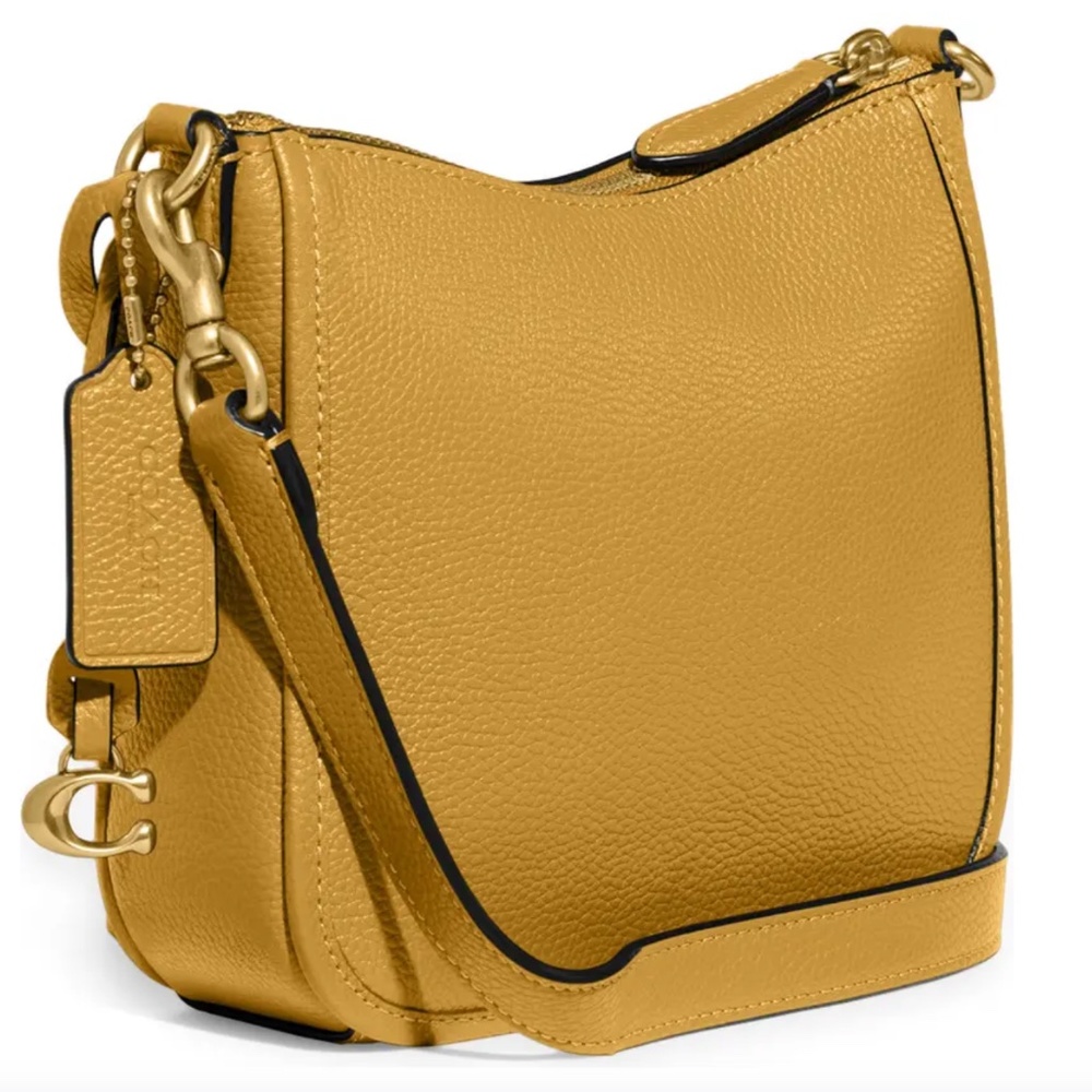 NWT $225 COACH Chaise Pebble Leather Crossbody Bag in Yellow Gold! - Picture 3 of 6